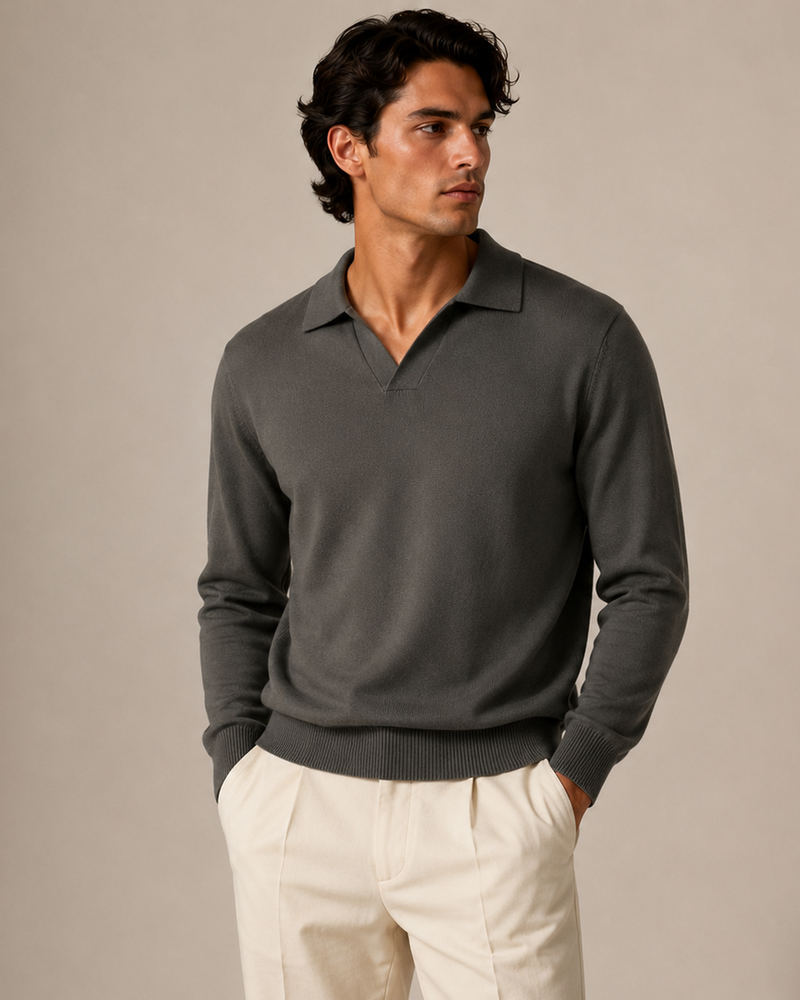 Das Montreux Open Collar Langarm-Polo